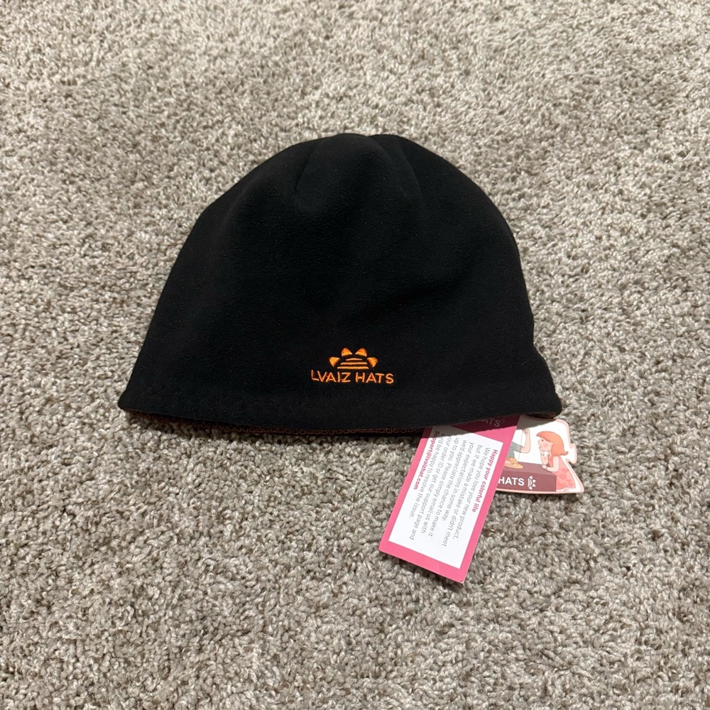 Reversible Black and Orange Beanie